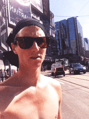 Zach Surp Shirtless in Toronto Downtown